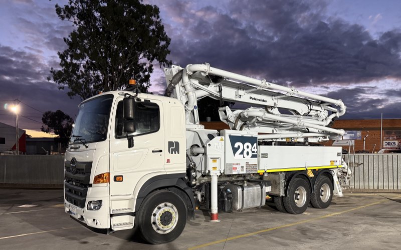 WCP028 - 28M Truck Mounted Boom Pump - Wallace Concrete Pumping Contractor Services Sydney