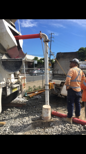 Wallace Concrete Pumping Contractor services project: Concrete Line pump blow back - 